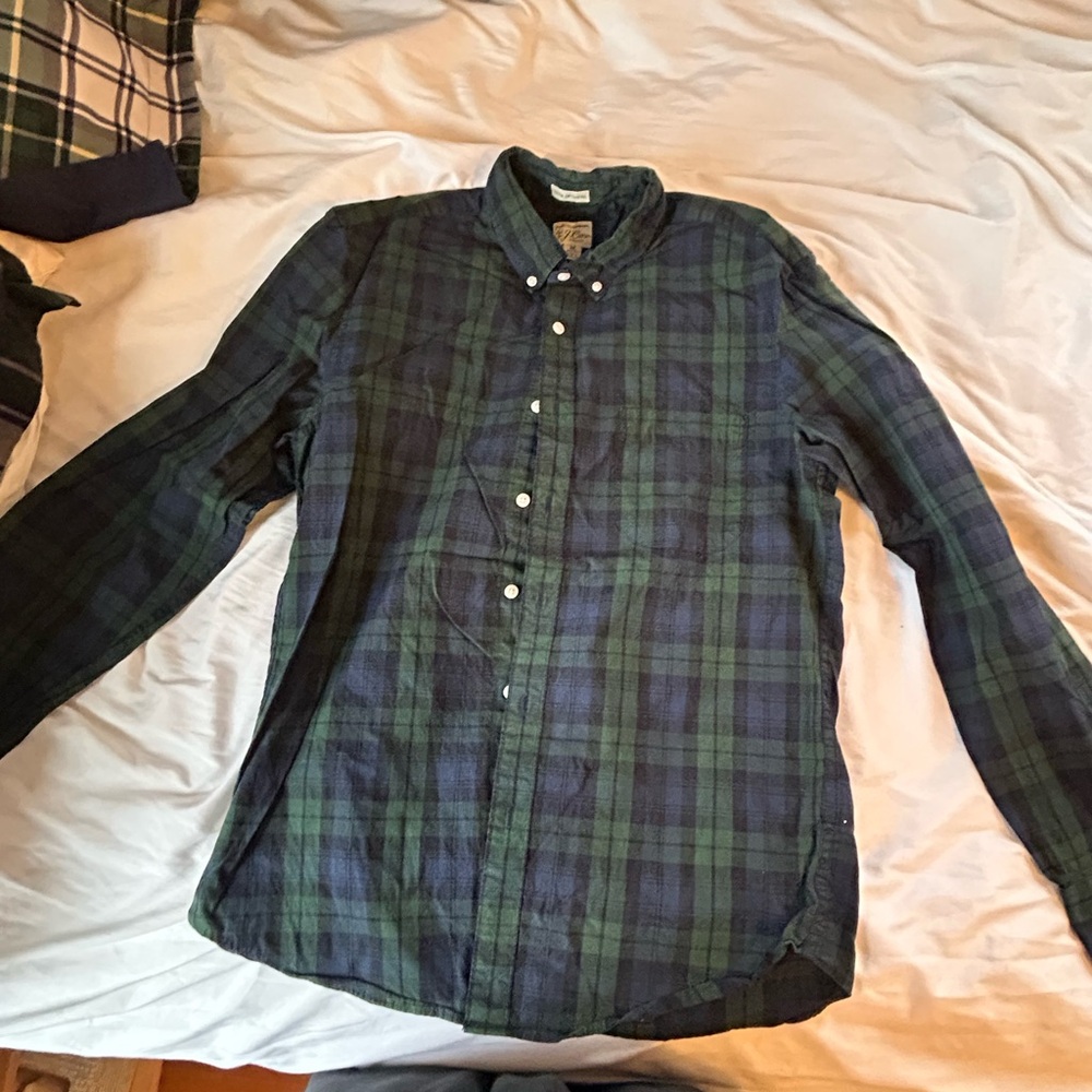 Classic Green and Blue Plaid Men's Shirt